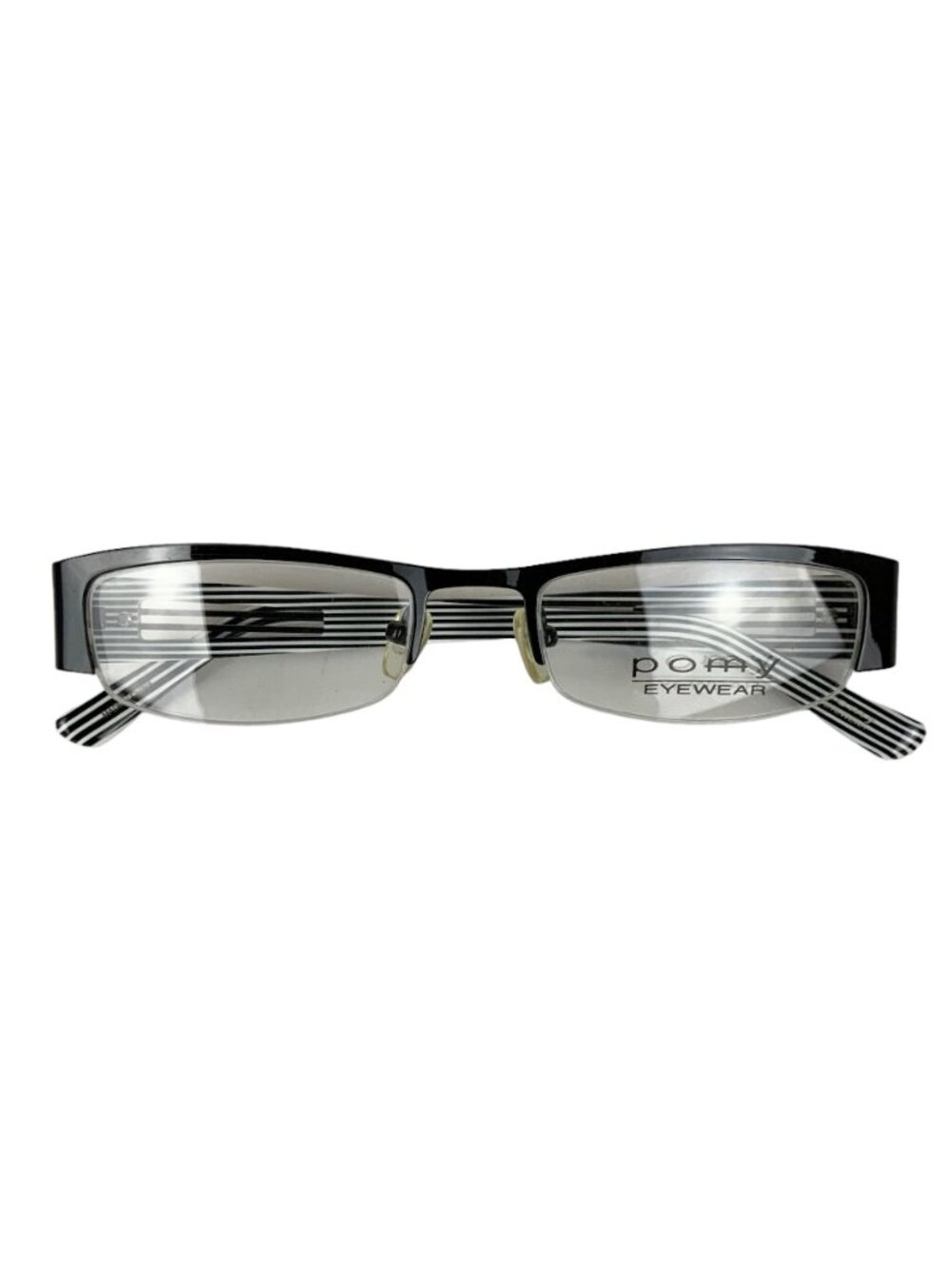 Pomy Eyewear Eyeglass Frames Black Metal Half Rim Rectangle 52 19 140 - Picture 3 of 10
